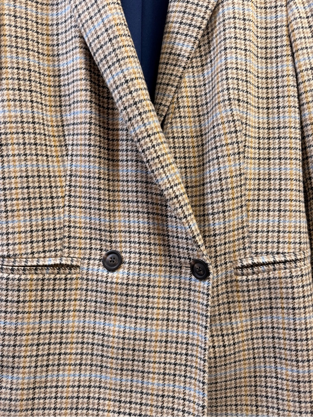 GAP Double Breasted Plaid Blazer Size 8 Wool Blend Houndstooth Blue Lined - Picture 5 of 11